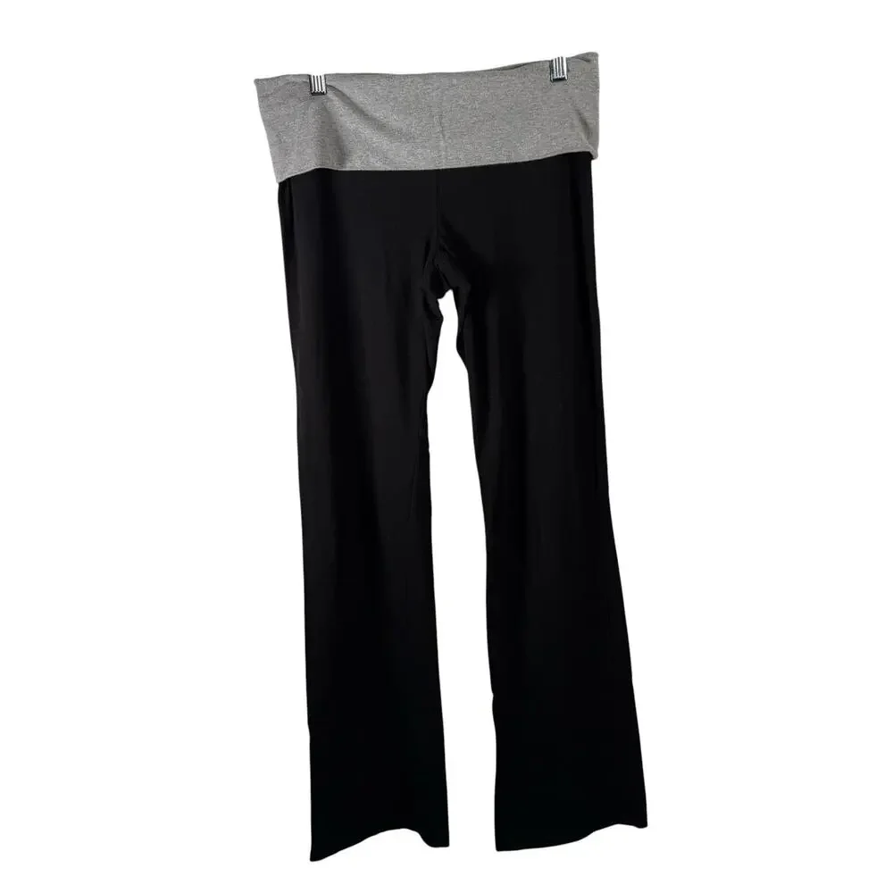 Victoria's Secret PINK Yoga Pants Fold Over Rainbow Bling Bootcut Black Y2K Med